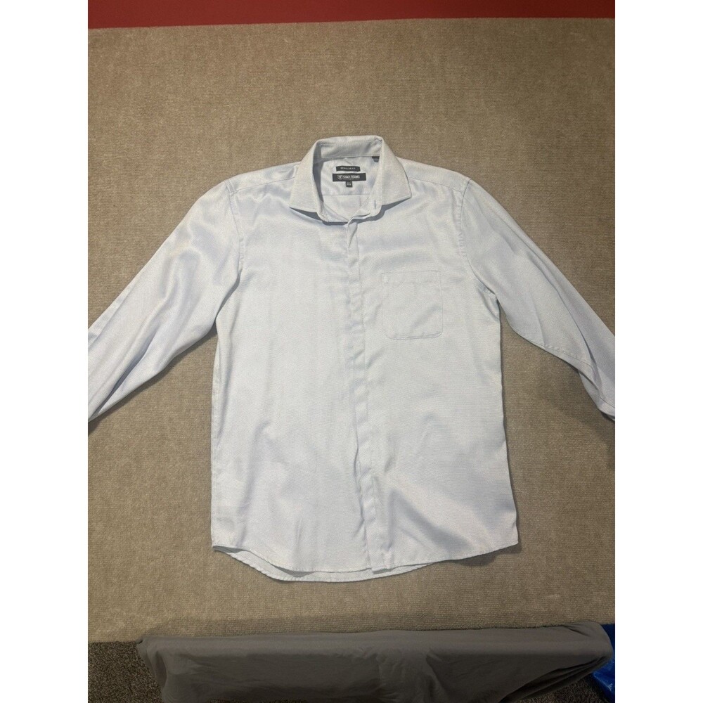 Stacy Adams Shirt Men's 34/35, 15 1/2" Neck  Blue‎ Long Sleeve Button Up